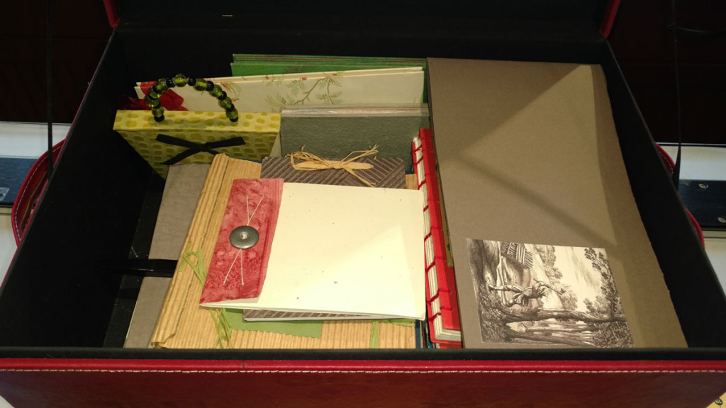 A box of larger artist books made by me or by those I've exchanged with.