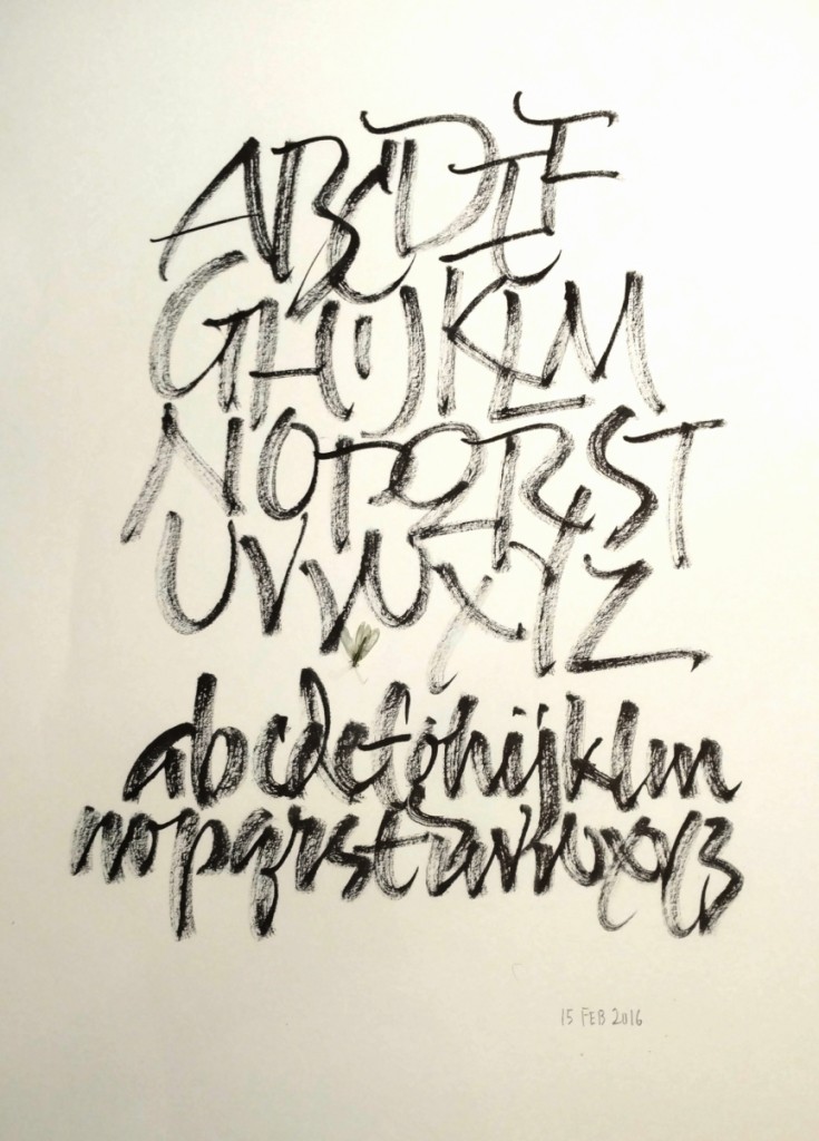 Daily alphabet, 15 February 2016 - all the way to the ferrule with a ZIG Cocoiro brush pen.