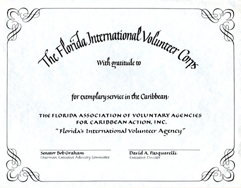 certificate with arched lettering and border