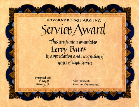 certificate on pre-printed paper