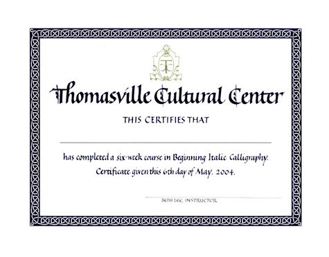 thumbnail: Thomasville Cultural Center certificate